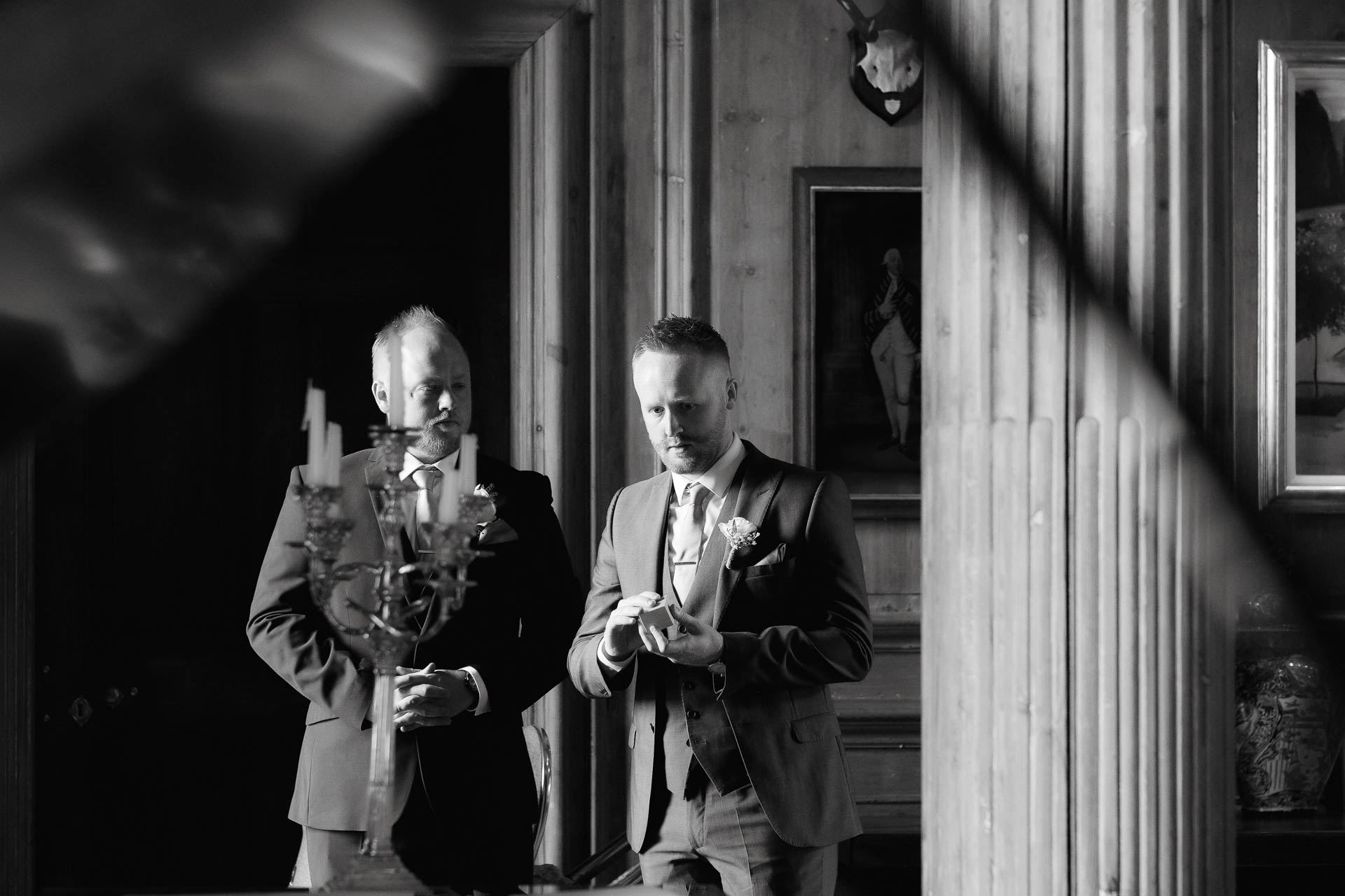 checking the time just before the bride comes down the aisle, black and white, Heffs Photography, 