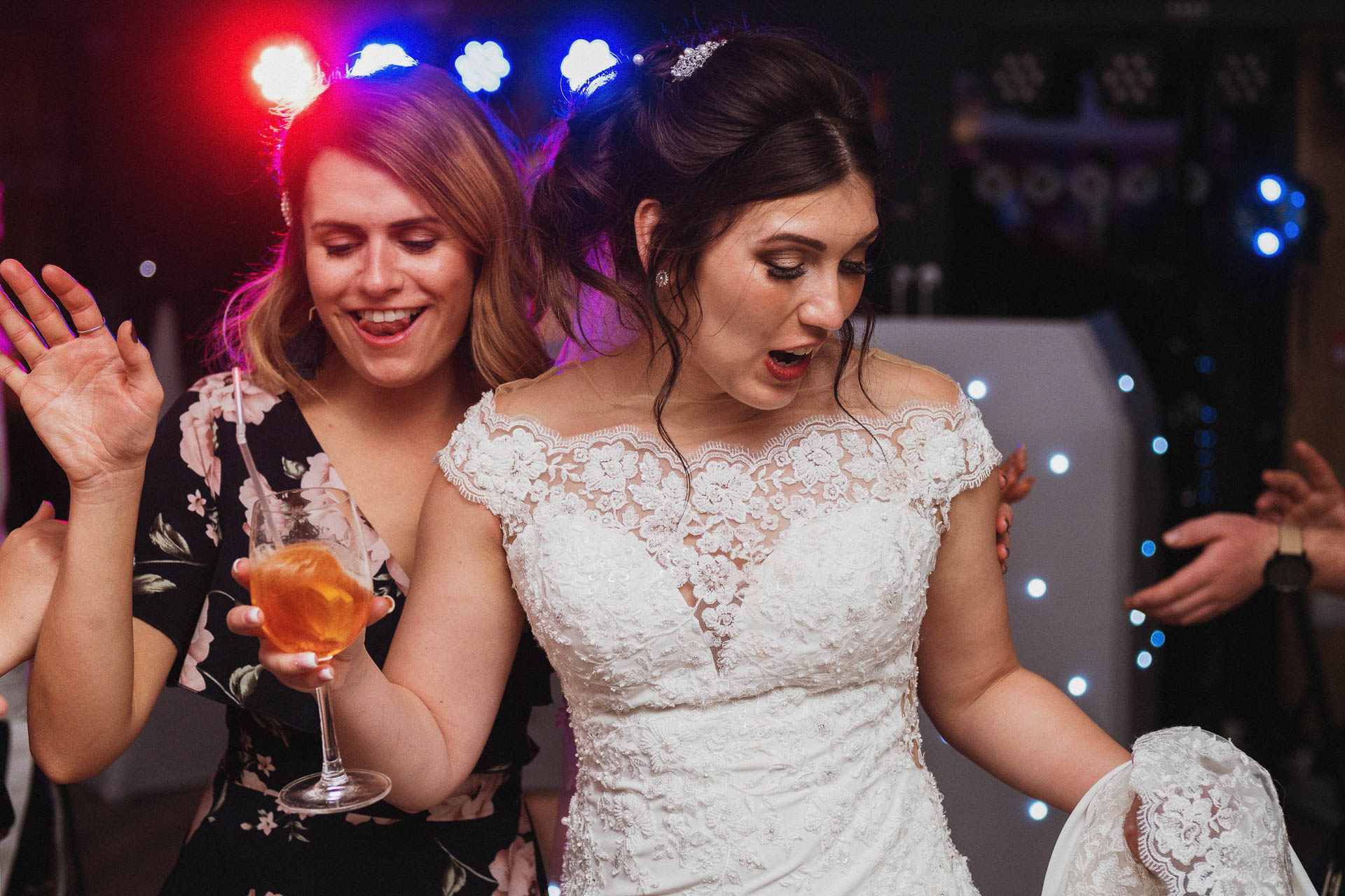 Bride and friend dancing, Heffs Photography, Suffolk Wedding Photographer, 