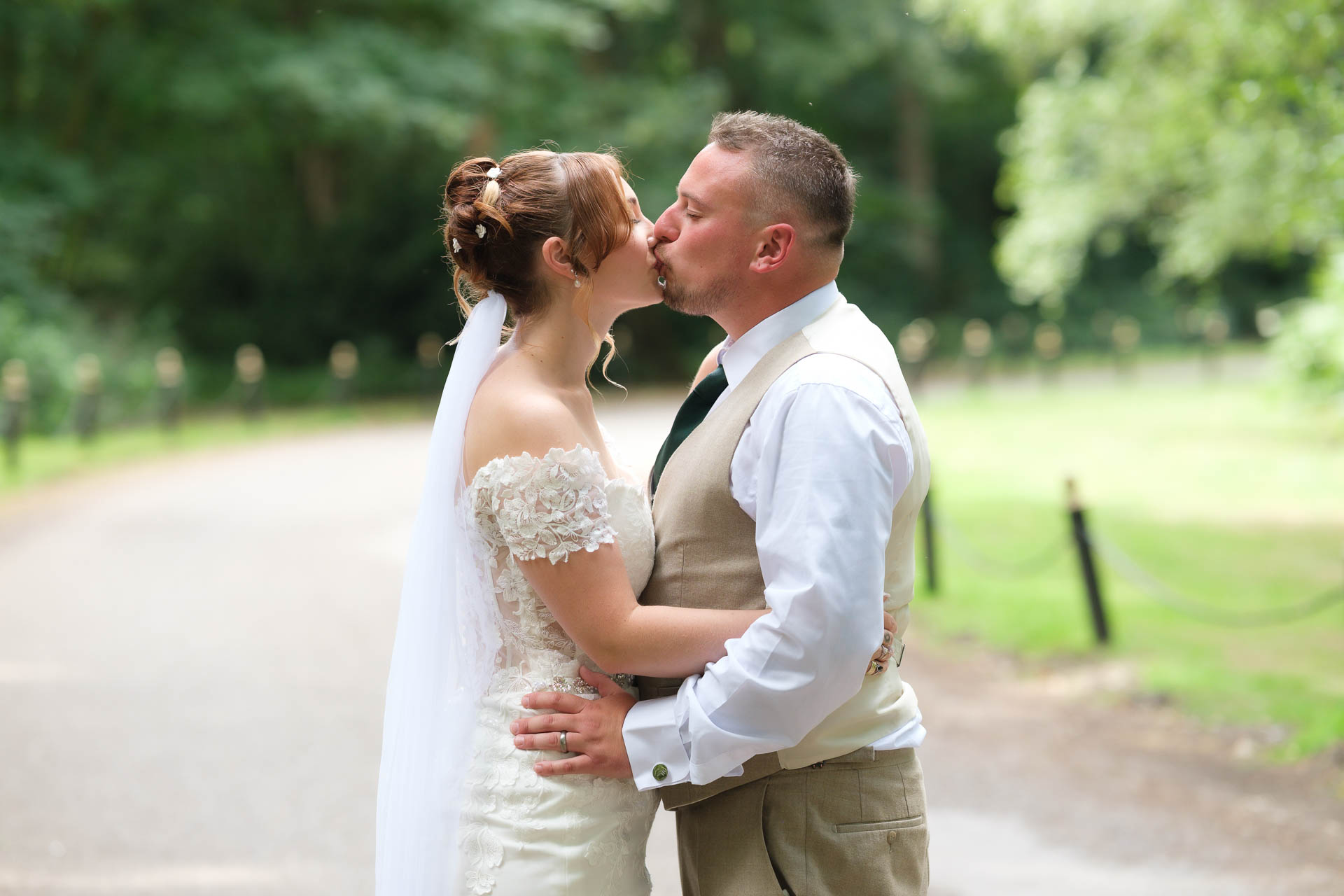 Couple kissing with a beautiful sunset at All Manor of Events Heffs Photography